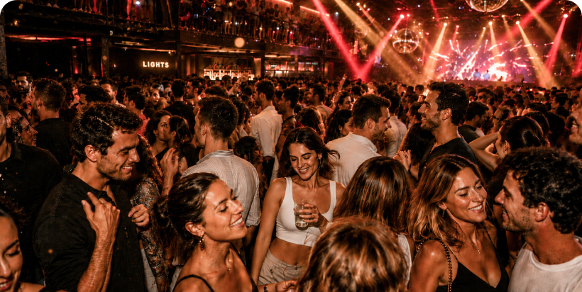 Group enjoying nightlife together